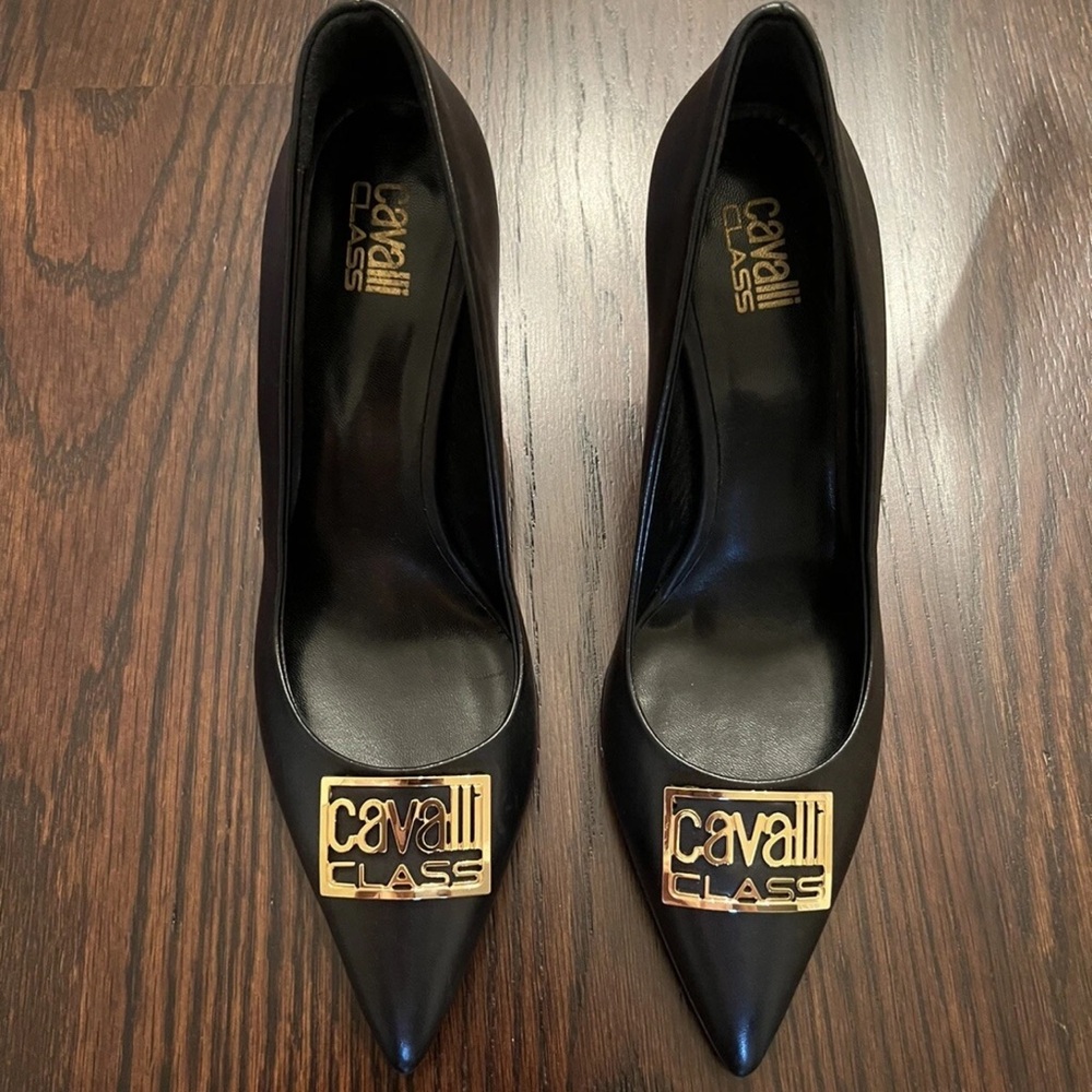 Cavalli Class Black and Gold Heels